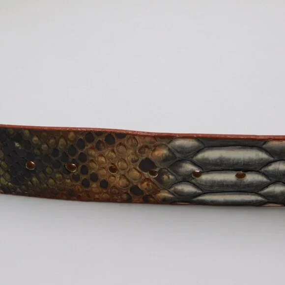 Los Altos Python Skin Cowboy Belt | Rustic Cognac |Oval Python Buckle | EUC | 46 - Picture 9 of 11